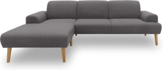DOMO. collection Ecksofa Salinas, Sofa mit Federkern in L-Form, moderne Couch mit Holzfüßen und schwebender Optik, Eckcouch, Polsterecke, 292 x 176 x 83 cm (BxTxH), anthrazit