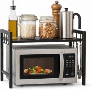DanDiBo Verstellbares Küchenregal für Arbeitsplatte Schwarz Stehend 2 Stufig 40-64 cm Regal Küche 96613 Standregal