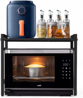 DanDiBo Verstellbares Küchenregal für Arbeitsplatte Schwarz Stehend 2 Stufig 40-64 cm Regal Küche 96613 Standregal