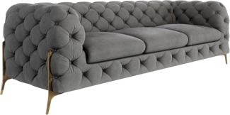 S-Style Möbel Chesterfield-Sofa 3-Sitzer Ashley mit Goldene Metall Füßen, mit Wellenfederung