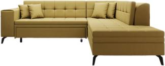 Designer Sofa Lania mit Schlaffunktion Stoff Senf Rechts