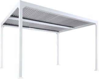 Alu Pergola HWC-L41, Lamellen-Pavillon Terrassenüberdachung, stabiles 8cm-Metall-Gestell 3x3m ~ weiß