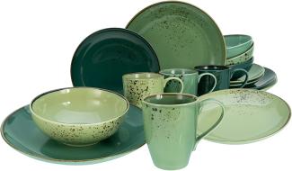 CreaTable 33321 Kombiservice Nature Collection Green Life für 4 Personen, Steinzeug, grün (1 Set, 16-teilig)