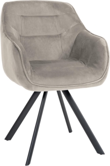 CLP Esszimmerstuhl drehbar mit Armlehne Russel, Küchenstuhl in Samt oder Stoff,grau Samt
