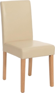 Esszimmerstuhl Littau, Küchenstuhl Stuhl, Leder ~ creme, helle Beine