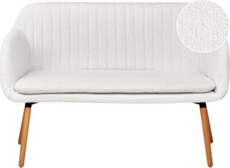 2-Sitzer Küchensofa Bouclé cremeweiß heller Holzfarbton TABY