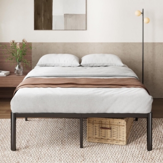 Zinus Van 41 cm Bettgestell aus Metall, Lattenrost aus Stahl, einfache Montage, Stauraum unter dem Bett, 150x200 cm, schwarz
