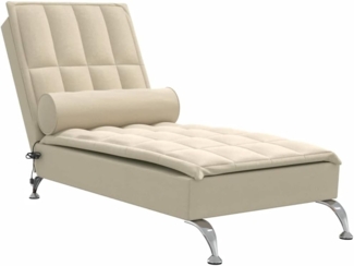 vidaXL Chaiselongue, Massage-Chaiselongue mit Nackenrolle Creme Stoff