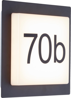 Lightbox Außen-Wandleuchte, LED fest integriert, Warmweiß, LED Außenwandlampe, inkl. Hausnummer, 18 x 18 x 5 cm, 9 W, 1100 lm