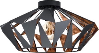 Eglo 43399 Deckenleuchte CARLTON 6 Stahl schwarz, kupferf E27 1X40W H:23,5 Ø47cm dimmbar