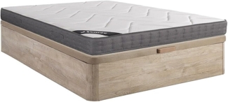 Vente-unique - Set aus Bettgestell + Matratze - 140 x 190 cm - 5-Zonen-Taschenfederkern & Auflage aus Memory Schaum - Stärke 23 cm - Holzfarben hell - BABYLONE von YSMÉE