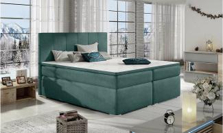 Stylefy Jupiter Boxspringbett Himmelgrau Velours KRONOS 180x200 cm