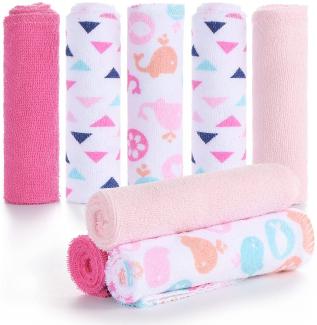 Momcozy Baby Waschlappen, 8 Stück Baby Handtücher Set, Weiche Baby Gesichtstücher, Spucktücher Baby, Baumwolle Mulltücher Baby, Baby Badetuch für Babys, Mädchen, Jungen, 25 X 25 cm, Rosa