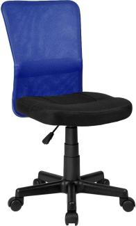 BAKAJI Bürostuhl, drehbar, aus Netzstoff, höhenverstellbar mit Rädern, Schwarz/Blau