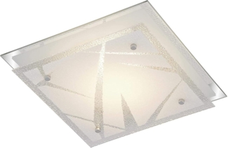 TRANGO LED Deckenleuchte, 3694 LED Deckenlampe in Eckig *LAZZIO* inkl. 12 Watt warmweiß LED Modul - Design Motive bedrückt Glas Lampenschirm, Deckenstrahler, Wandleuchte, Badlampe, Flurlampe, WC-Lampe