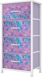YITAHOME Kommode,Kommode mit 4 Schubladen,Schrank,Stoffschubladen mit Griffen,Metallgestell,Dauerhaft,Purpurdruck
