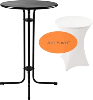 Stehtisch Bistrotisch Metall Garten Tisch Ø 70 cm Bartisch Schwarz inkl. Husse