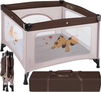 TecTake Kinder Reisebett Laufstall mit Babyeinlage - diverse Farben - (Braun Coffee | Nr. 402207)