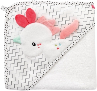 Fehn 057263 Kapuzenbadetuch Einhorn – Bade-Poncho aus Baumwolle mit süßem Einhorn für Babys und Kleinkinder ab 0+ Monaten – Maße: 80x80 cm