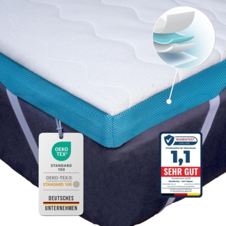 Komfortec, Topper 90/140/180x200 cm, 7.5 cm hoch, H3/H4 mit Gel-Memory, Oeko-TEX & CertiPUR-US Zertifiziert Matratzentopper für Boxspringbett