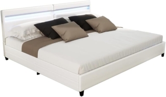 HOME DELUXE LED Bett mit Schubladen NUBE - 200 x 200 cm mit Matratze Weiß