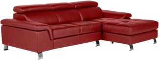 Vente-unique - Ecksofa Leder - Ecke Rechts - Rot - MISHIMA