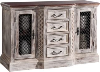 Massivmoebel24 Sideboard (Sideboard Mango / Akazie 135 x 50 x 90 weiß gewachst CASTLE-ANTIK #40)
