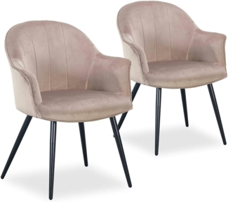 Menzzo Williams Sessel, Velours, Taupe, 2 Stück