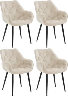 CLP 4er Set Stuhl Tanna Samt Gesteppt,creme
