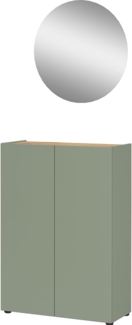 Germania 2-TLG. Garderoben-Set 9050-629 GW-Alviano, in Taupegrün/Navarra-Eiche-Nb, mit grifflosem Design, 74 x 200 x 33 cm (BxHxT)