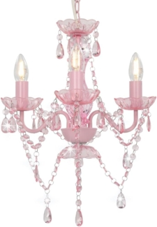 vidaXL Kronleuchter mit Perlen Rosa Rund 3×E14 281598