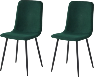 Hela Tische, 2er Set Esszimmerstuhl Leipzig, Bezug Samt Cord-Optik Grün, Rundrohr Metallfüße, 120kg belastbar