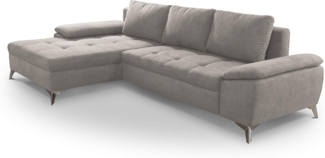 CAVADORE Ecksofa Lina / Moderne Eckcouch mit Longchair und Steppung im Sitz / 270 x 85 x 163 / Flachgewebe: Beige
