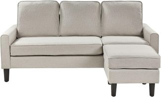 3-Sitzer Sofa hellbeige mit Ottomane AVESTA