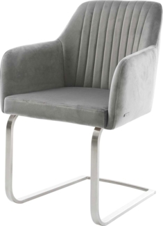 Freischwinger Greg-Flex Samt Grau Freischwinger flach Edelstahl Taschenfederkern