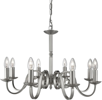 Richmond, 8Flammige Deckenleuchte, Satin Silber, Scrollarme