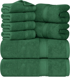 Utopia Towels 8-teiliges Premium-Handtuch-Set, 2 Badetücher, 2 Handtücher und 4 Waschlappen, 600 g/m², 100% ringgesponnene Baumwolle, Fitnessstudio, Hotel und Spa (Jägergrün)