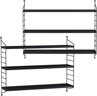 Modulares Wandregal Strängnäs 2er Set Schwarz [en. casa]