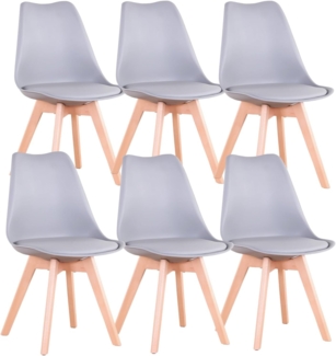 GrandCA HOME 6er-Set Esszimmerstühle, Skandinavische Stühle, Skandinavisches Design, Massivholzbeine, Ergonomisch, für Esszimmer, Wohnzimmer, Küche & Schlafzimmer (Grau,6)