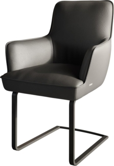 Freischwinger Heira-Flex mit Armlehnen Echt-Leder Schwarz Freischwinger flach Schwarz Taschenfederkern