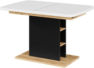 Esstisch Fenaro Weiß/Goldkraft Eiche 120 x 80 cm mit offenen Fächern Vicco