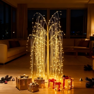 CCLIFE Künstlicher Weihnachtsbaum LED Lichterbaum Weihnachtsbaum Innen und Außen 180cm