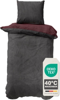 Devior Bettwäsche Wende Nicky Plüsch Winter Bettbezug Set Cashmere Touch Coral Fleece, Fleece, 2 teilig, warmer Bezug mit YKK Reißverschluss und Kissenbezug