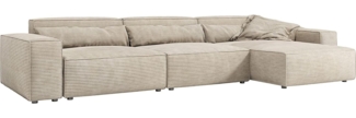 Ecksofa Sirpio XL 370x170 cm Cord Beige Recamiere variabel