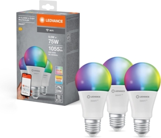 LEDVANCE SMART+ WiFi Classic Mehrfarbig 230V RGBW FR E27 TRIPLE PACK