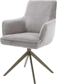 Drehstuhl Heira-Flex mit Armlehnen Cord Silbergrau Kreuzgestell breit Effektfinish Titan 360° drehbar Wippfunktion Taschenfederkern