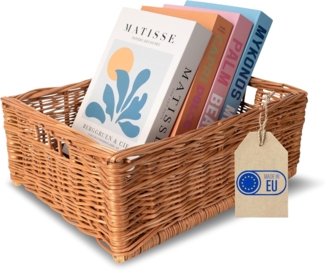 Creative Home Holzkiste Weidenkorb Aufbewahrungskorb, Handgeflochten, Haltbar (1 St), Korb Geflochten Naturkorb mit Griffen Aufbewahrung