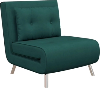 HOMCOM Sessel Schlafsessel, Klappsessel mit Bettfunktion, Einzelsofa mit Kissen (Gästebett, 1-St, Polstersofa), für Wohnzimmer, Schlafzimmer, Dunkelgrün, 77 x 88 x 83 cm