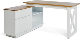 Jahnke Eckschreibtisch Chalet D 155 E Montana Eiche/Weiss