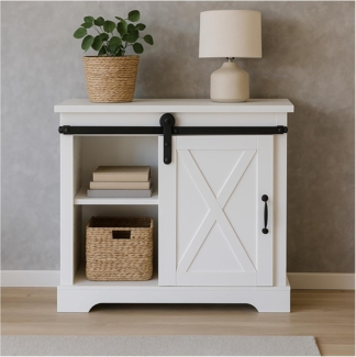 HTI-Living Thekla Landhaus Weiß Kommode mit Schiebetür